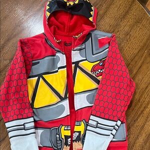 Power Ranger Red and Gray Superhero Hoodie